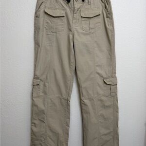 💛 Trendy Beige Cargo Pants M – Almost New, Pockets & Tie Cuffs 🌾